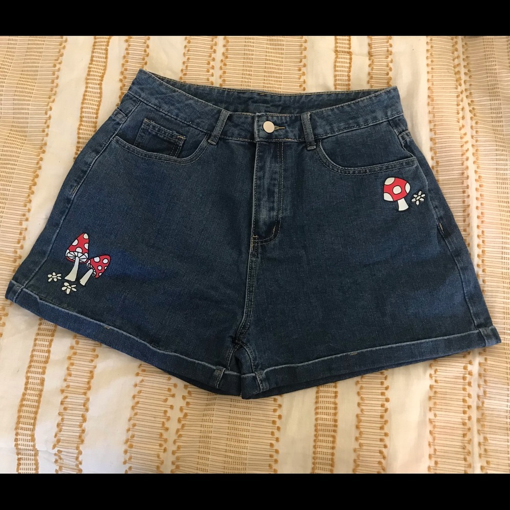 Shein Mushroom Denim Shorts
